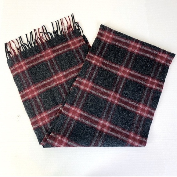 Nordstrom Men’s Shop 100% Lamb’s Wool Plaid Scarf  70“ x 12“ - Picture 1 of 5